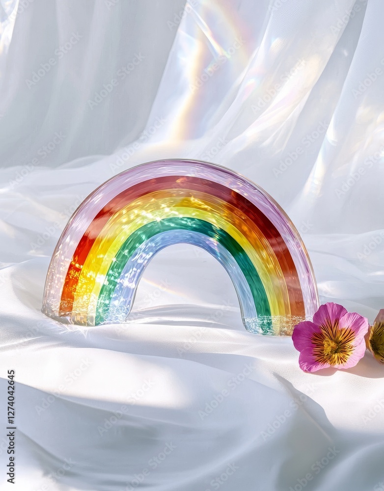 Poster for photos and mockups, a unique overlay effect is created by combining blurred rainbow light refrac