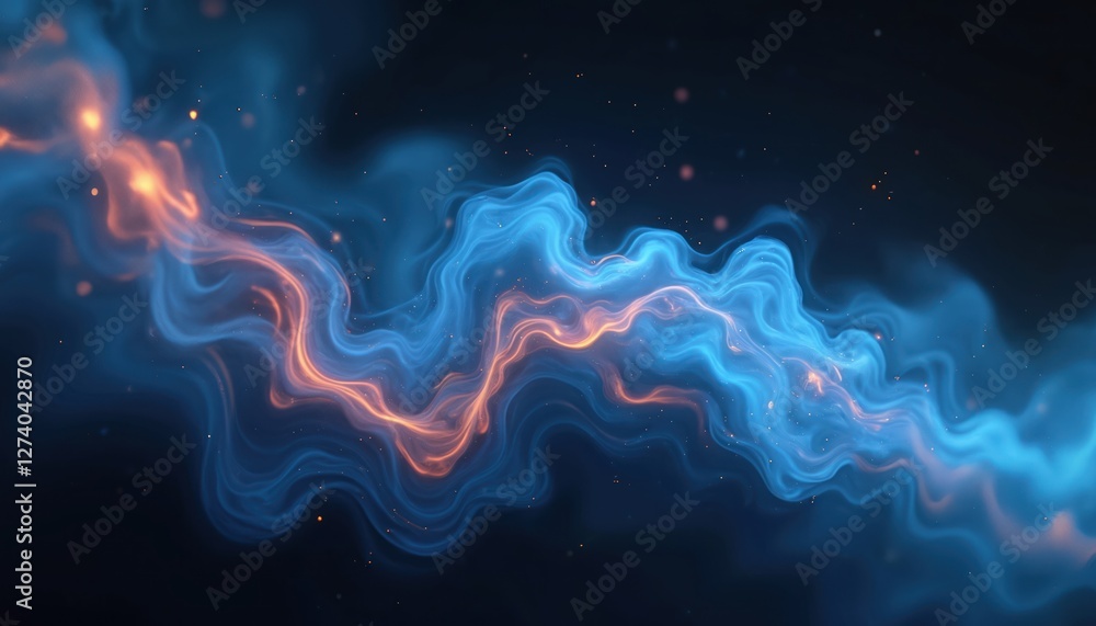 Leinwandbilder abstract blue fire flames design on black backdrop. fantasy fractal cloud texture. digital 3d render