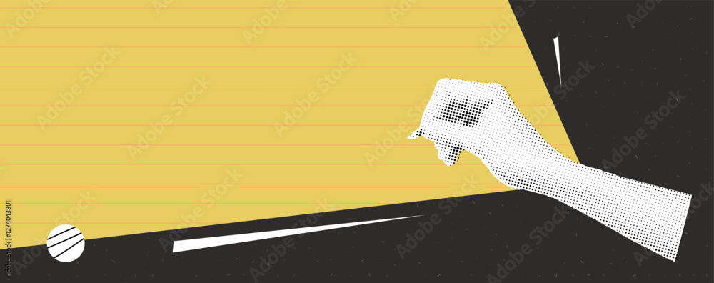 Poster Abstract handwriting background with geometric shapes in halftone style for creative design
