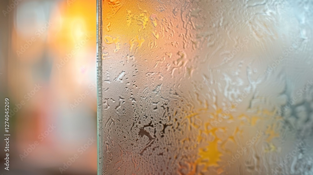 Aufkleber a close-up of a frosted glass surface with condensation, creating an abstract effect.