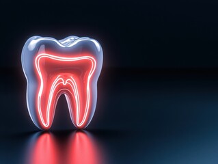A glowing representation of a tooth illustrating dental health concepts.