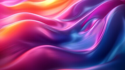 Obraz premium Glossy abstract waves in a kaleidoscope of colors flow harmoniously during a tranquil sunset