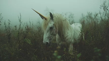Wall murals The scene shows Pony dressed as a unicorn in a magical Halloween setting, captured in an extremely long shot, [unicorn pony], [mythical Halloween animal