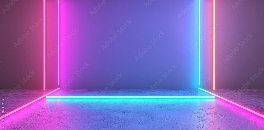 Poster a futuristic and abstract background is created by arranging purple and blue gradient lights in vert