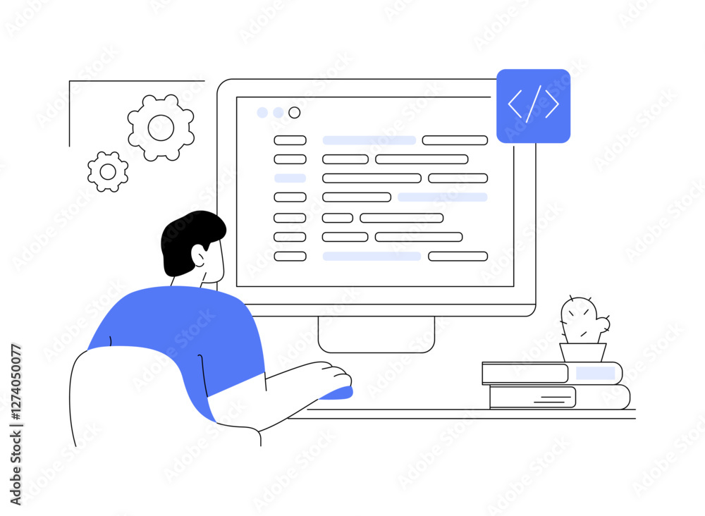 Poster software developer isolated cartoon vector illustrations.