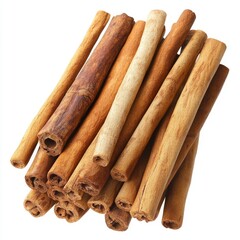 Aromatic cinnamon sticks, spice, kitchen, white background, cooking