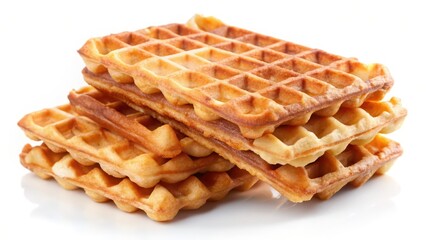 Stack of Waffles on White Background