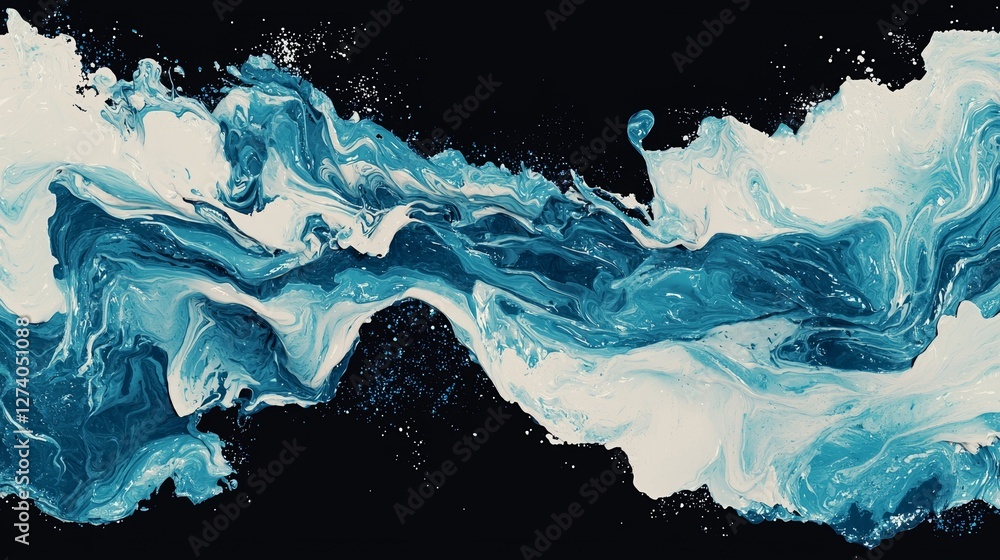 Poster this abstract blue texture boasts smooth and flowing waves, complete with a glossy finish, making it