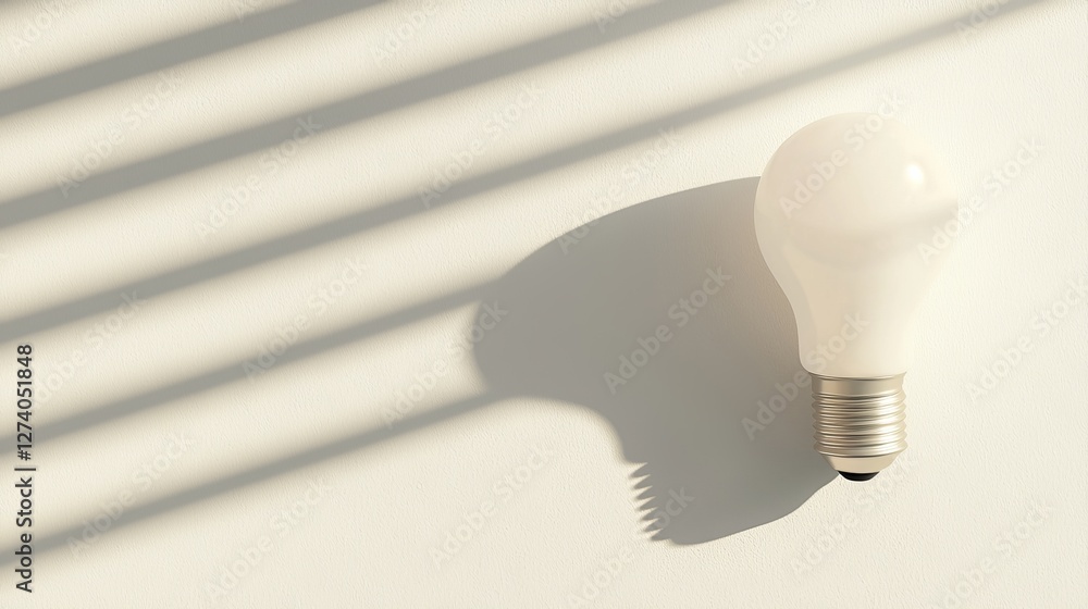 Poster distinct linear patterns are formed on a white wall by sunlight passing through blinds, where the sh