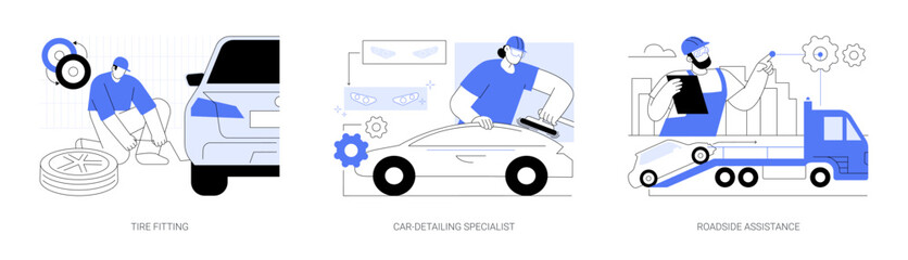 Car repair service isolated cartoon vector illustrations se