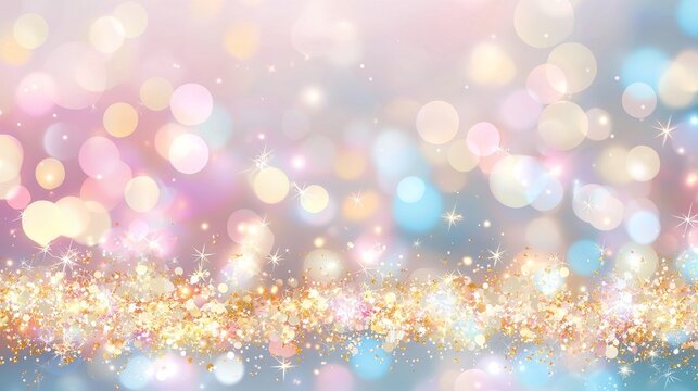 Fondo azul beige con degradado y desvanecimiento y destellos de luces doradas con espacio de copia de cielo nuboso y estrellado para usar como papel tapiz o invitaci&oacute;n digital