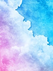 Dreamy Watercolor Sky - Abstract watercolor painting of a pastel sky with pink, purple, and blue clouds. Perfect for backgrounds or designs