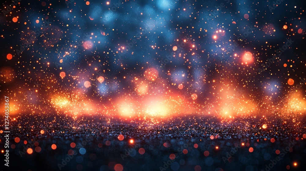 Poster holiday designs can incorporate ample copy space with colorful fireworks displayed on an abstract ba