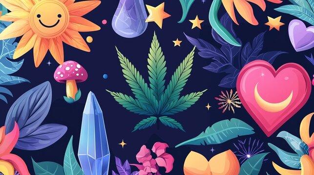 A diverse range of hand-drawn cultural symbols are arranged in a colorful mandala pattern to represent inclusivity