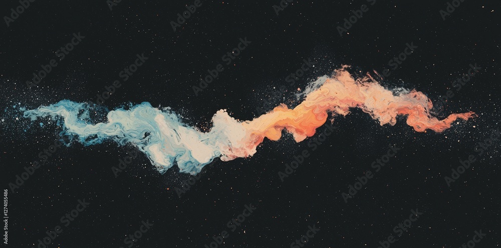 Poster dynamic, abstract patterns of colorful light waves on a black background produce a visual that is bo