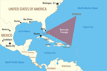 Vector Map of the Bermuda Triangle with Surrounding Countries - Infographic Illustration