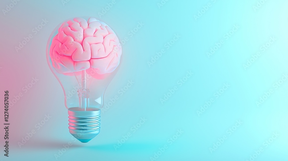Poster the brain aglow within a bulb serves as a potent visual representation of imaginative thinking and c