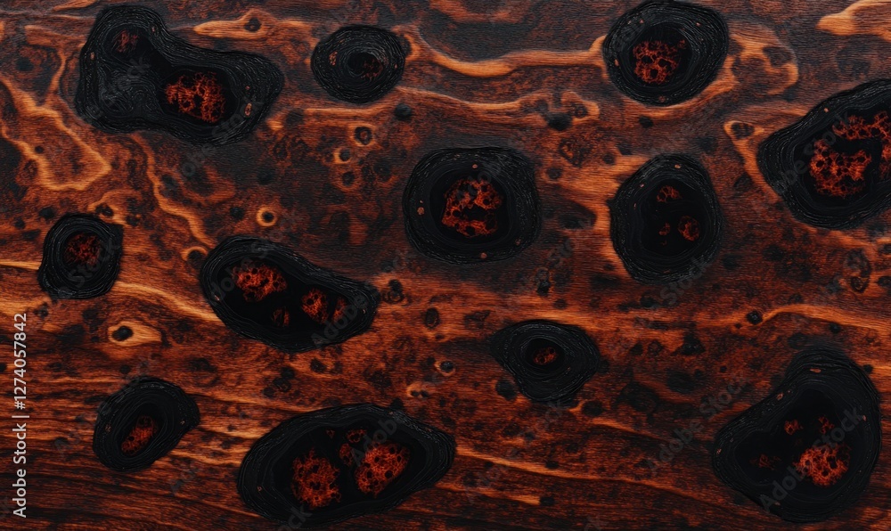 Poster close-up view of intricate wood grain patterns showcasing rich textures and colors in a natural sett