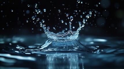 Water Splash in Dark Background