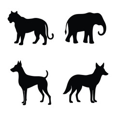 Set of Silhouettes of Animals Vector Collection. Isolated on white background.