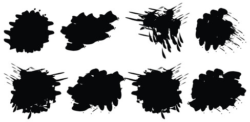 Abstract Ink Splatter Brush Set. Isolated On Transparent Background.