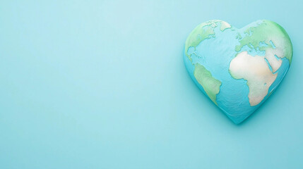 Heart shaped Earth, a nature banner with a space for text