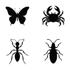 Set of Silhouettes of Animals Vector Collection. Isolated on white background.