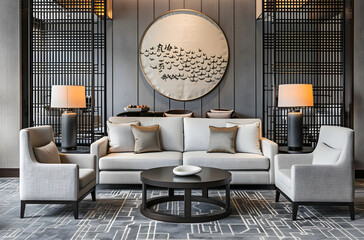 Bright and open interior decoration space	