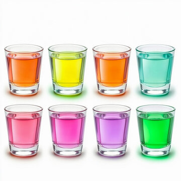 Set of colorful shots isolared on the white background