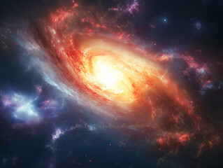 Obraz premium Fractal Galaxy with Swirling Colors and Glowing Stars