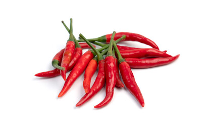 Red chili pepper with on white background, raw food
ingredient concept