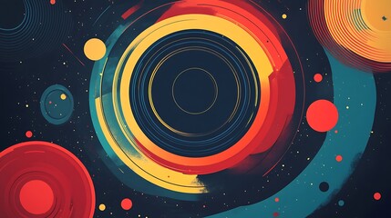 Obraz premium Abstract Cosmic Rings Planets and Stars Design