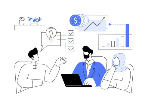 Brainstorming with creative team isolated cartoon vector illustrations.