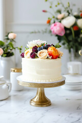 wedding cake with flowers