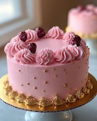 chocolate cake with pink icing