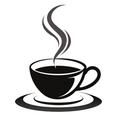 A brown coffee cup icon with steam illustrates a hot caffeine beverage like espresso or cappuccino, perfect for a cafe logo or breakfast drink