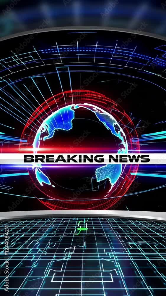 Aufkleber dynamic digital globe with breaking news overlay and futuristic graphics animation