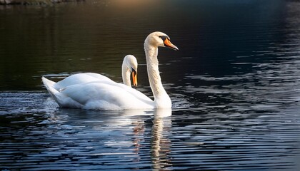 Naklejka premium swans on the lake