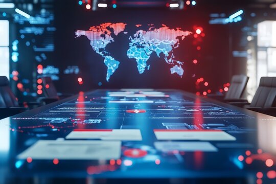 Global negotiations, USA diplomacy, international relations, geopolitical strategy, digital world map, politics