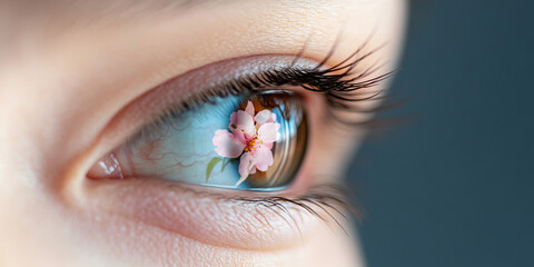 Fototapeta premium Human Eye with Flower Reflection