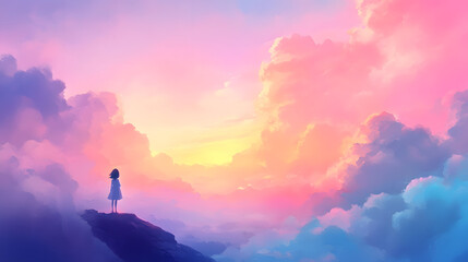 Obraz premium Colorful sky with pastel clouds, beautiful and dreamy 