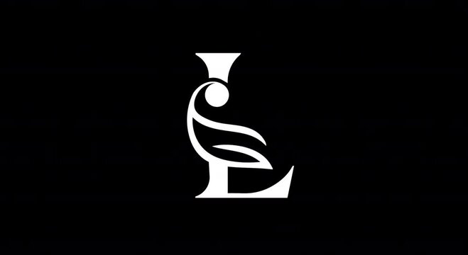 Shape-based logo of the letter L as a bird, feathers flow as lines in the wind, transparent background.
