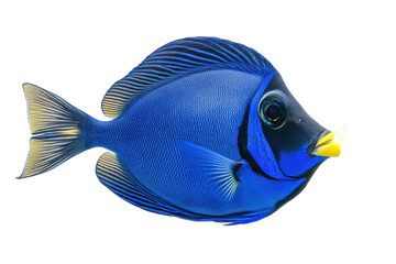 Vibrant blue tang fish swimming gracefully in a serene aquatic environment isolated on transparent background