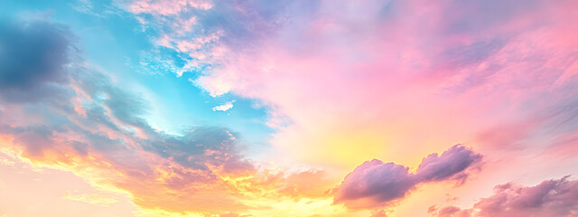 Fototapeta premium Colorful sky with pastel clouds, beautiful and dreamy 