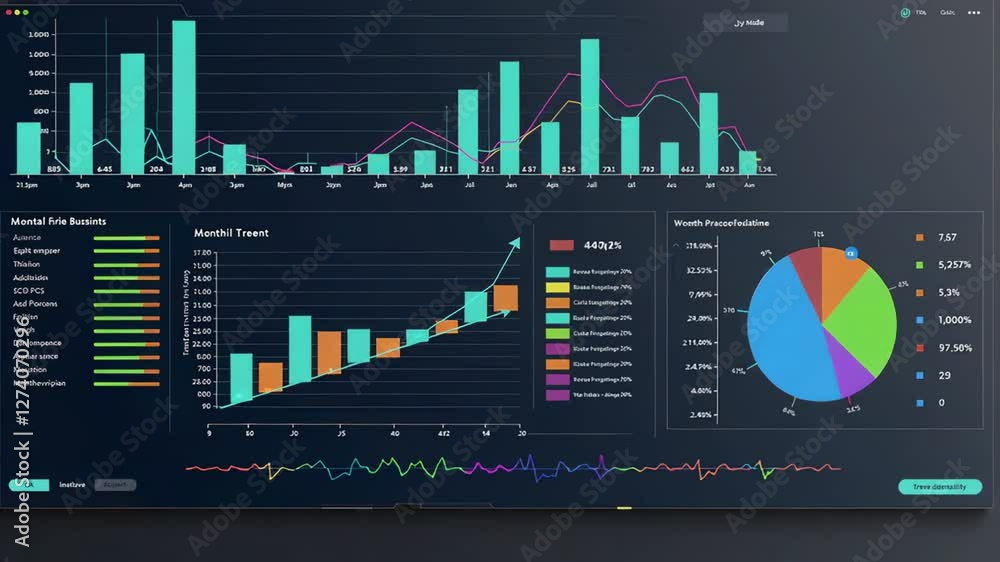 Poster financial infographics revealing data driven insights, highlighting business performance through dyn