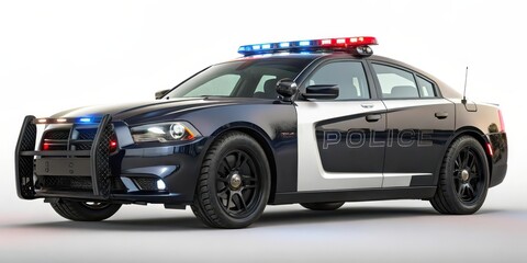 Police Sedan, White Background
