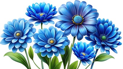 Fototapeta premium Blue Flowers Isolated on Transparent Background