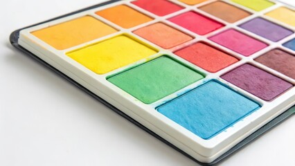 Watercolor Paint Set on White Background
