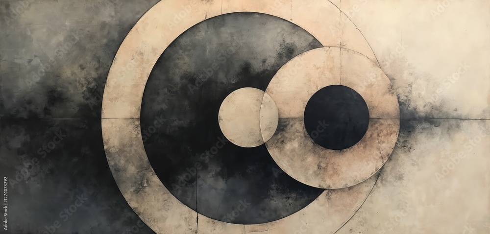 Aufkleber vintage style illustration features circular shapes with delicate charcoal hues. blending circle for