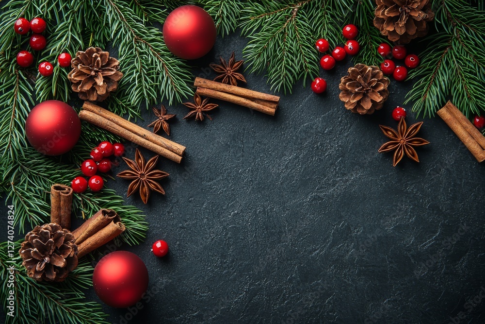 Poster a description and keywords for the image are provided as follows: festive christmas card mockup with